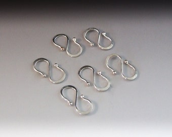 6 Hand Forged Sterling S Clasps, Sterling Clasps, Handmade Clasp, 16 gauge Sterling Silver Clasp