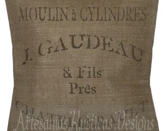 Grain Sack Pillow 100% Burlap French Grain Sack Throw Pillow Cover Euro Sham