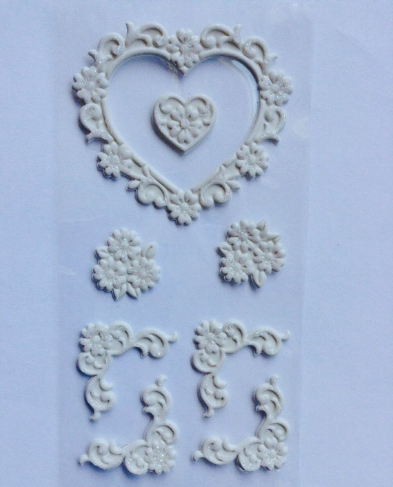 new rare scrapbooking dimensional glitter wedding stickers