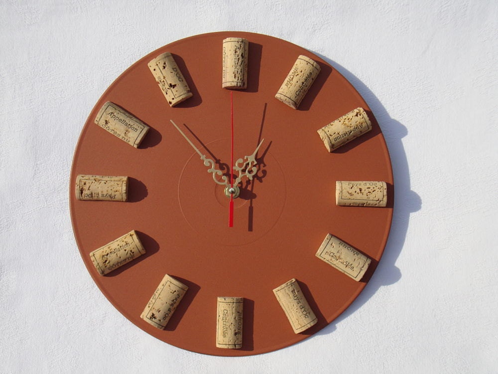 Wine cork wall clock rustic wall clock modern wall clocks
