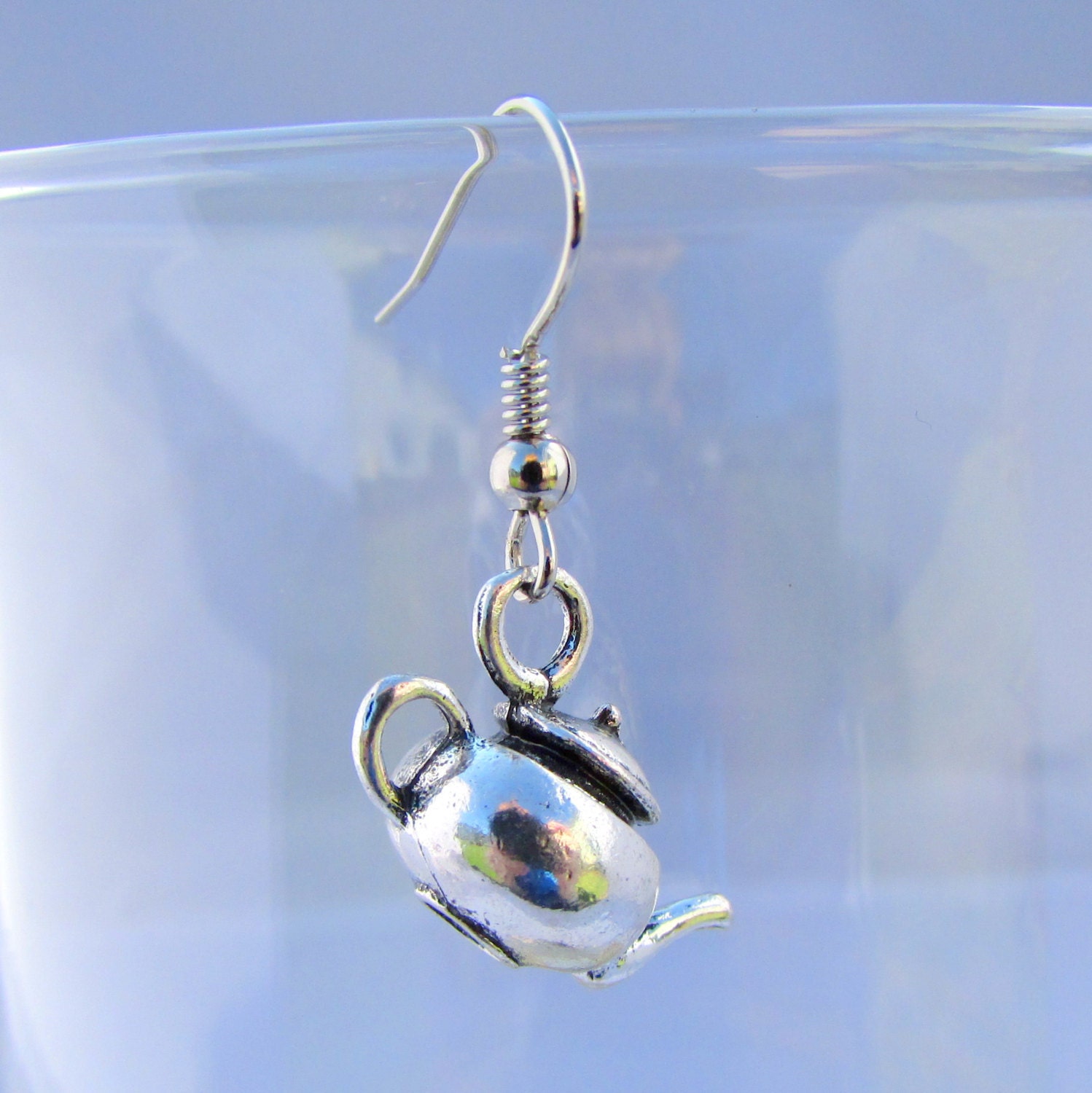 Antiqued Silver Teapot Earrings E46 by bookchics on Etsy