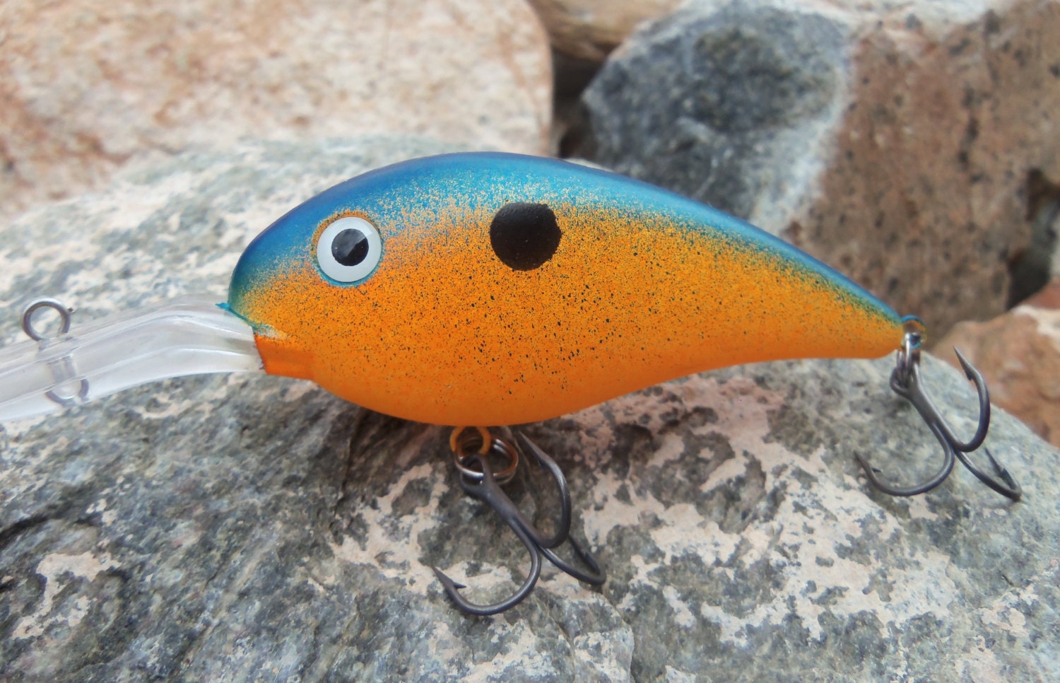 Fishing Custom Lures Crankbait Handpainted Hook Orange Bass