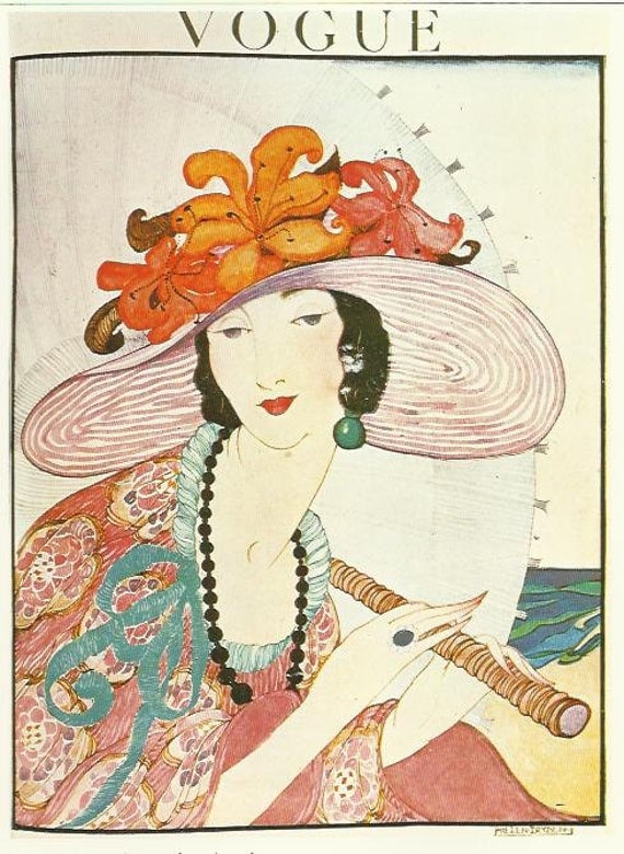 Vogue magazine cover 1919 by Helen Dryden Lady Hat Fashion