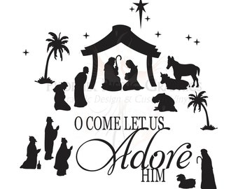 Adore Him Nativity Vinyl decal - 11"x11"