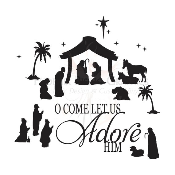 Adore Him Nativity Vinyl decal 11x11