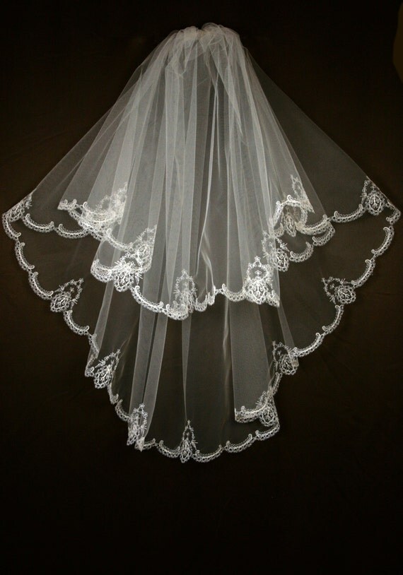 Items similar to Bridal Veil with Embroidery Harmony Wedding Veil