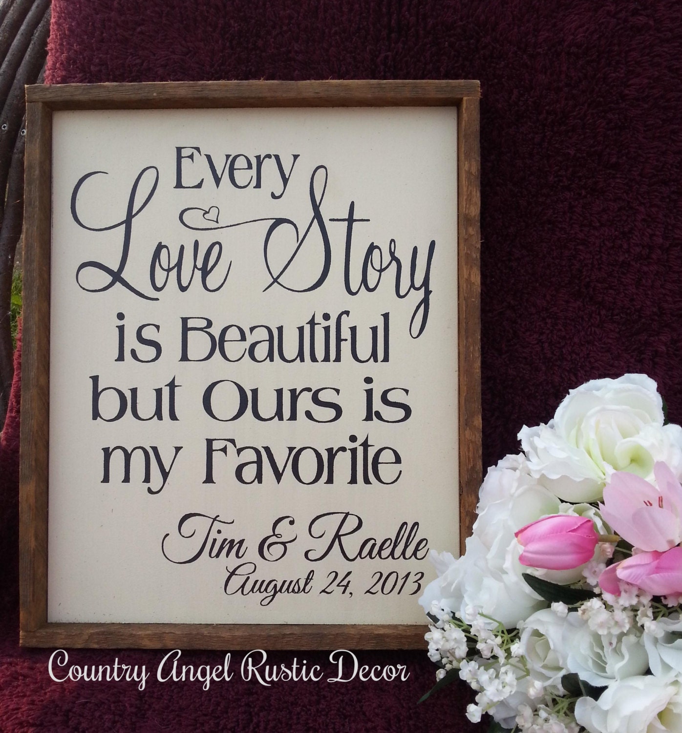 Every LOVE STORY is Beautiful Personalized Sign Wedding