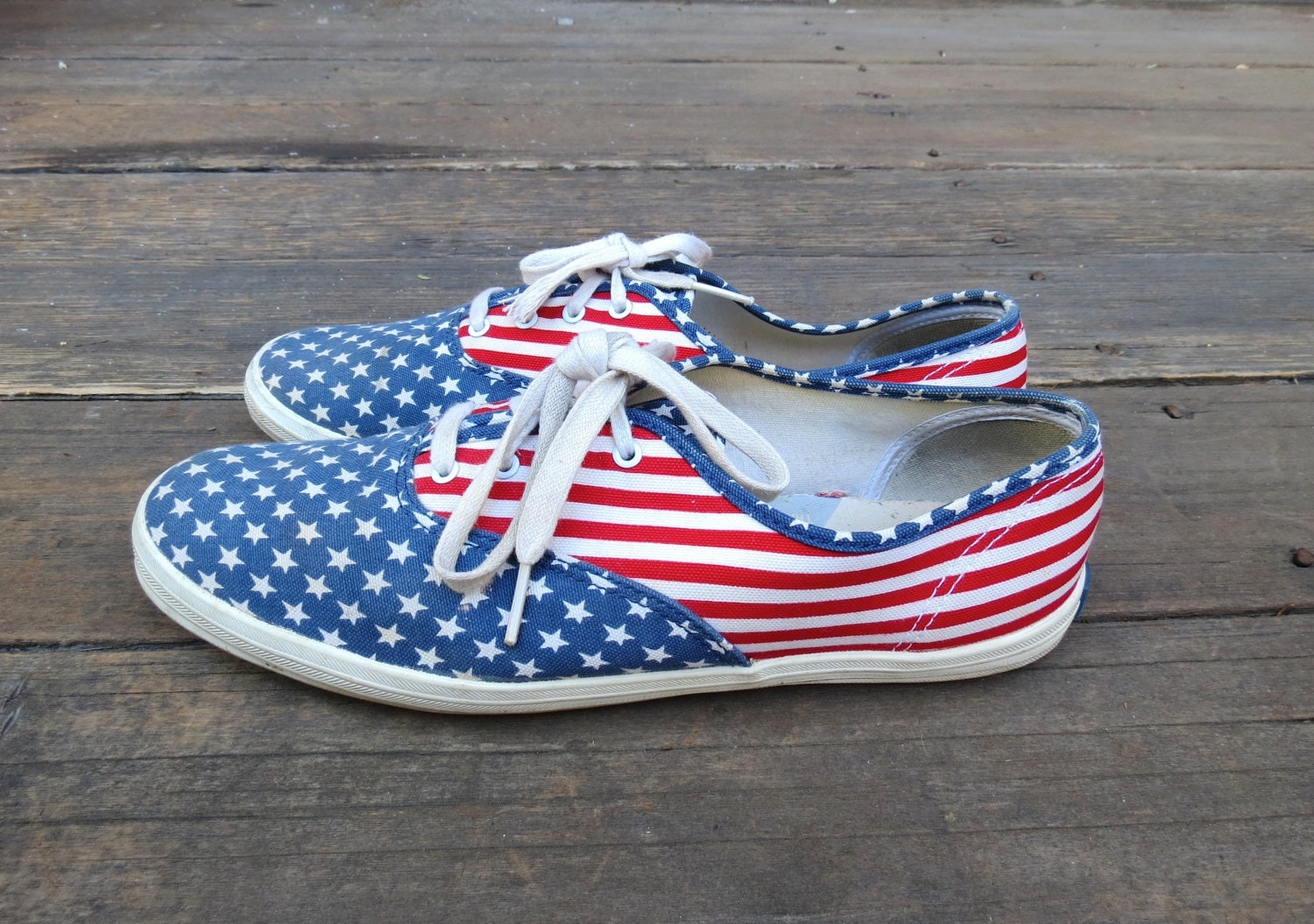 Keds Flag Sneakers Flats Canvas Tennis Shoes Size 10 Rubber