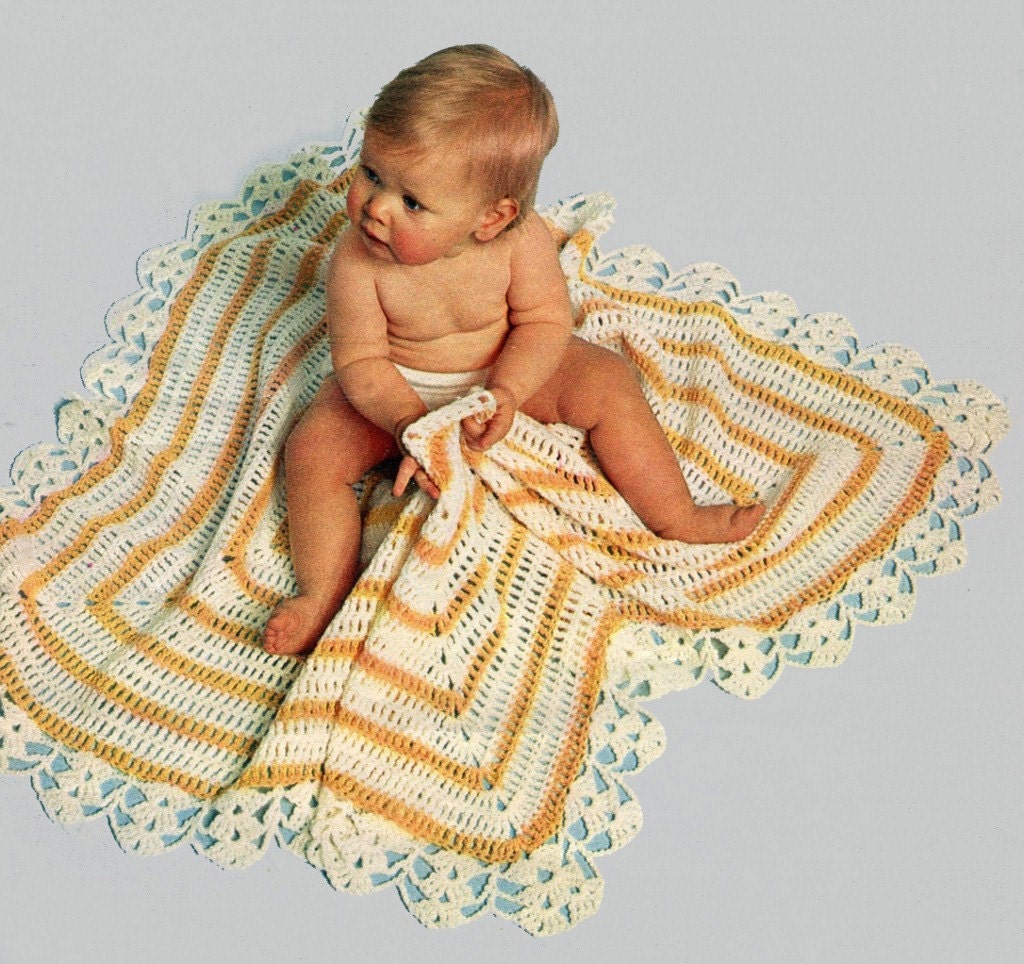 Instant Crochet EASY BABY BLANKET with a Beautiful Border Crochet pattern