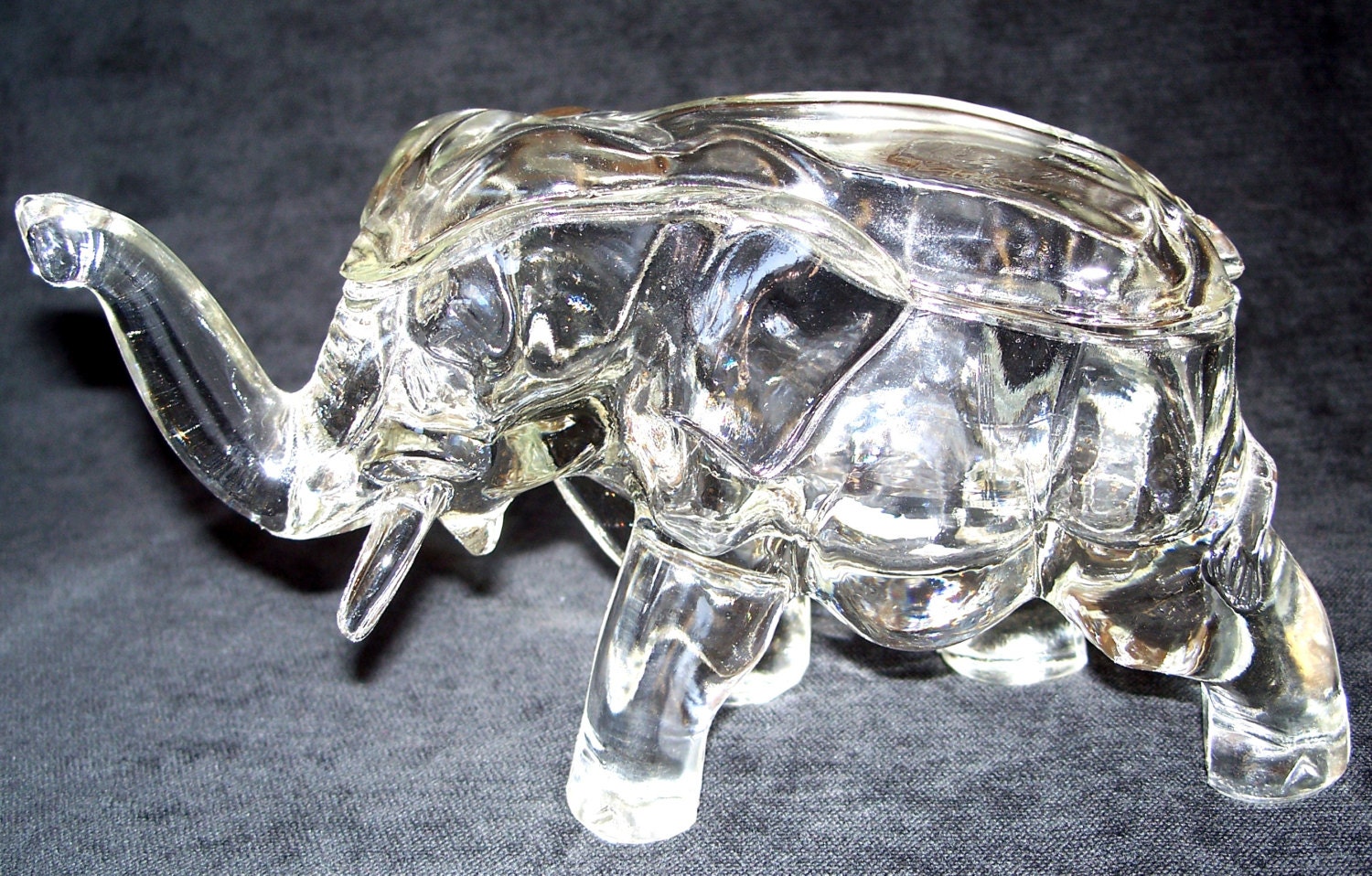 Vintage Clear Glass Elephant Candy Dish