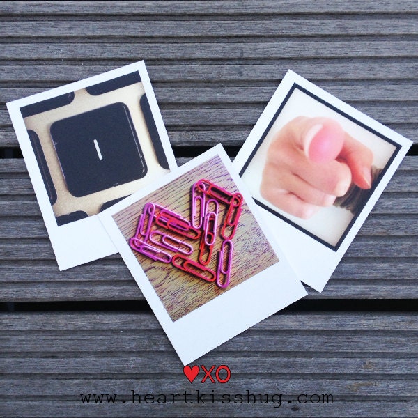 I love you 3 Polaroid Style Prints by HeartKissHug on Etsy