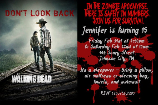 Walking Dead Birthday Invitation Party by PrettyFunInvitations