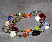 Wrap Bracelet Multi- Color Wire Wrapped Omage to Day of the Dead ooak Magnetic Clasp