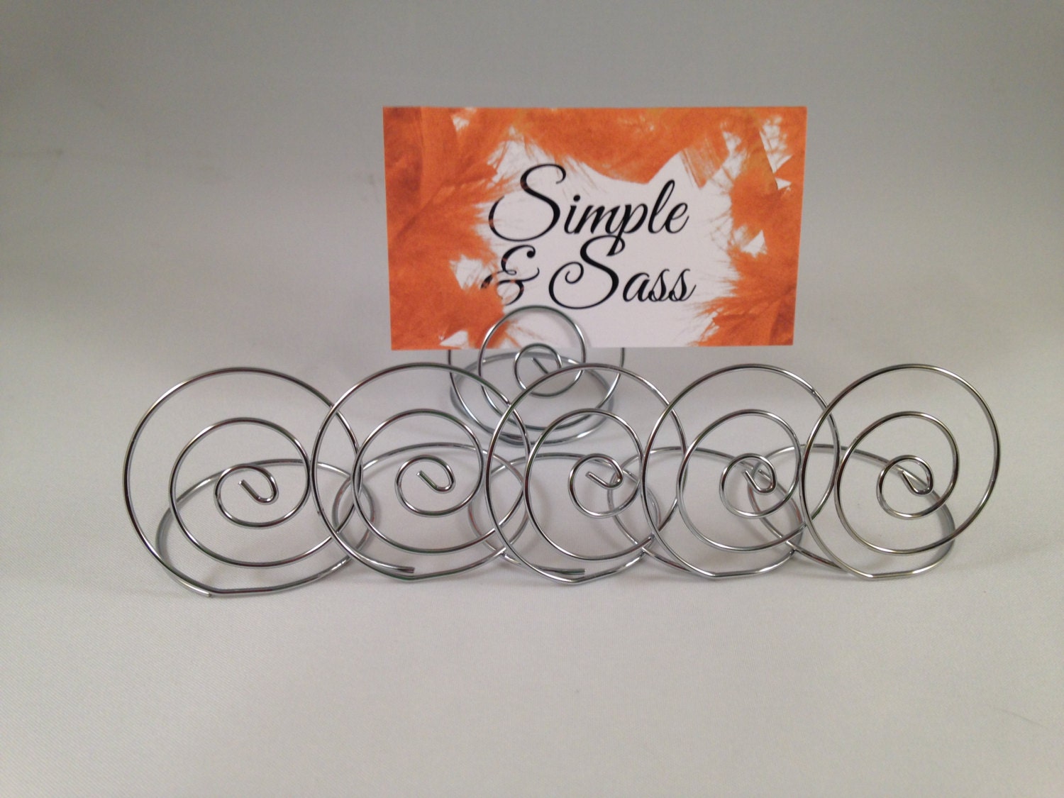 Silver wire table number holder place card holder with swirl