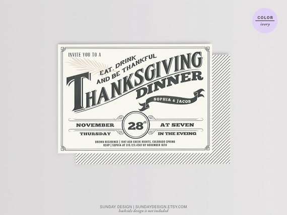 Chalkboard Thanksgiving Invitation