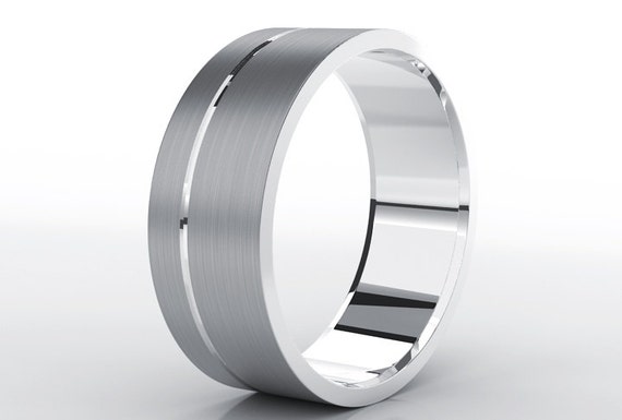 Mens Tungsten Wedding Band 8mm Tungsten Brushed Tungsten Custom ...