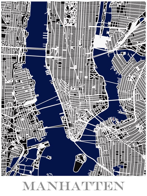 Map Print of Manhattan