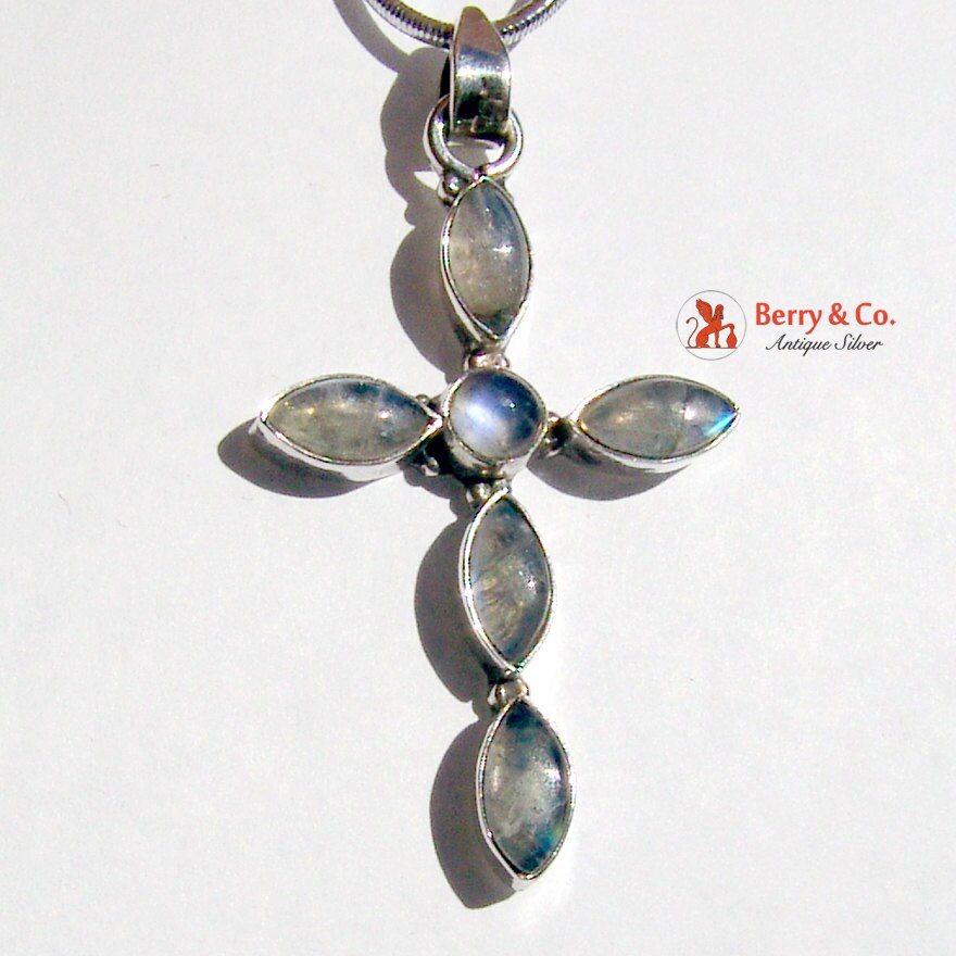 SaLe sALe Moonstone Sterling Silver Cross Pendant