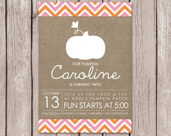 Pink Pumpkin Birthday Invitation // Fall Birthday Invitation // Fall Party // Pumpkin Party // DIY Printables