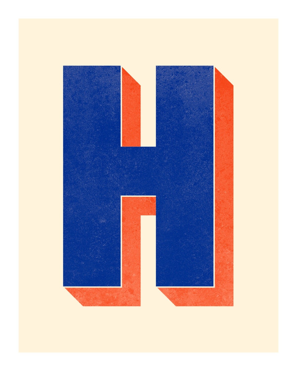 the letter h original art print typography alphabet