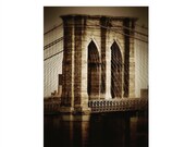 Brooklyn Bridge Art Print in Sepia Earth Tones â€¢ New York Photography Large Wall Art â€¢ 8x10 - 16x20