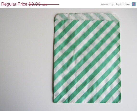ON SALE - 12 Aqua STRIPE Designer Party Favor Bags, Weddings, Birthday, Showers Il_570xn