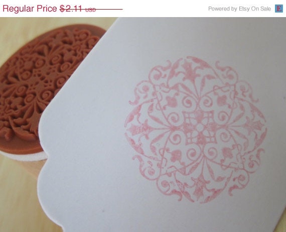 10% off - Vintage Lace Doilies Round Rubber Stamp style 6 Il_570xn