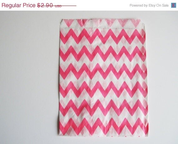 10% off - 12 Hot Pink CHEVRON Designer Party Favor Bags, Weddings, Birthday, Showers Il_570xn