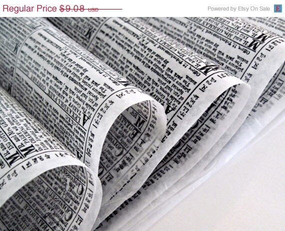 ON SALE 50 Sheets of Newsprint Black and White Deli Sandwich Wrap Wrapping Paper 12" x 16" Il_570xn