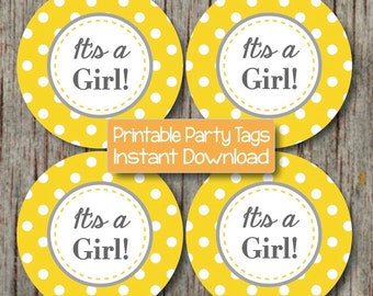 It's a Girl Printable Tags Labels Cupcake Toppers