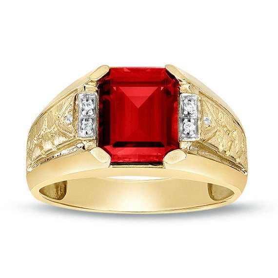 Men's 10x8mm Octagon Ruby Ring In 14K Gold by NaomisCo2 on Etsy