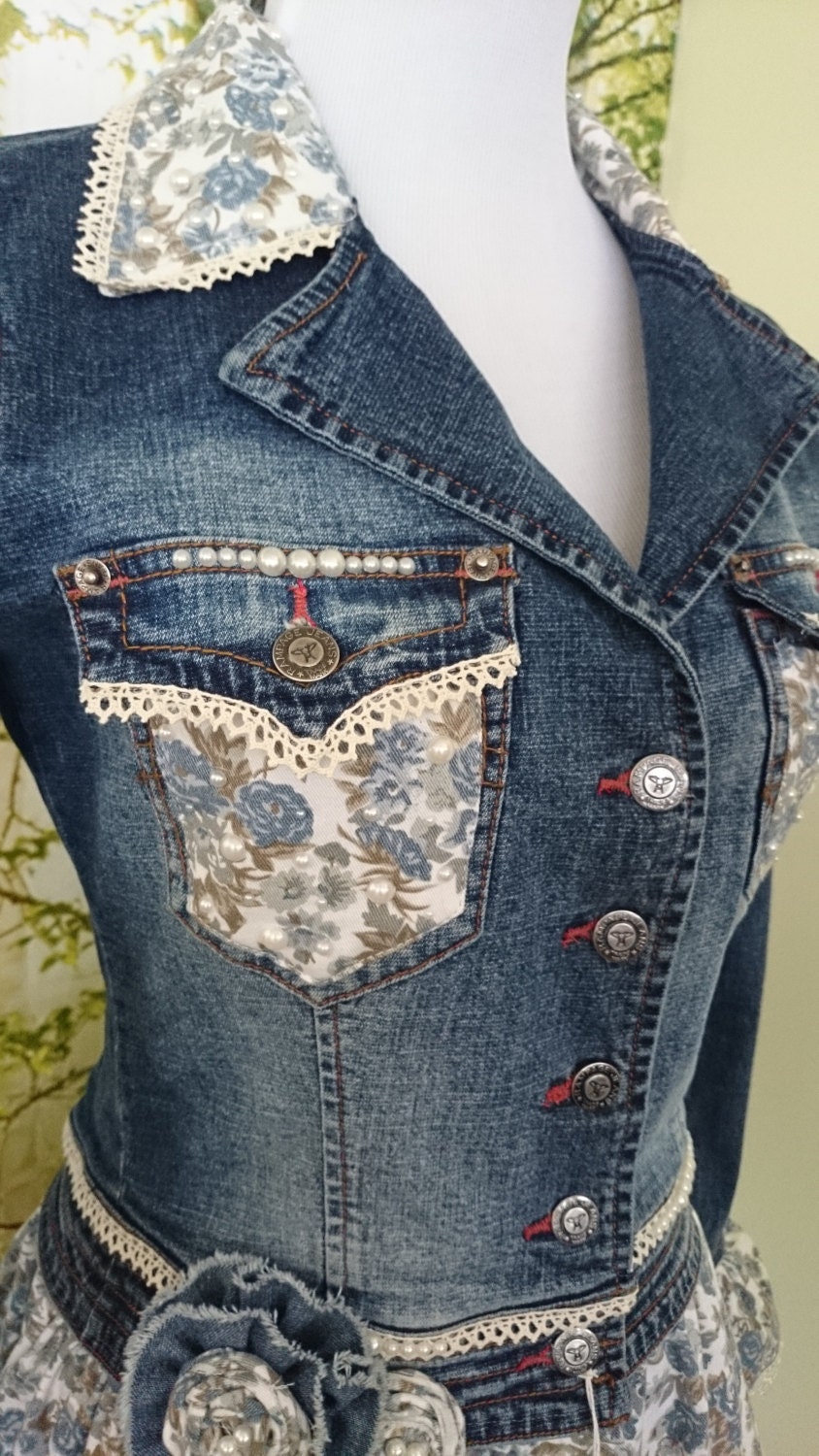 Women's Embellished Refashioned Denim Jacket