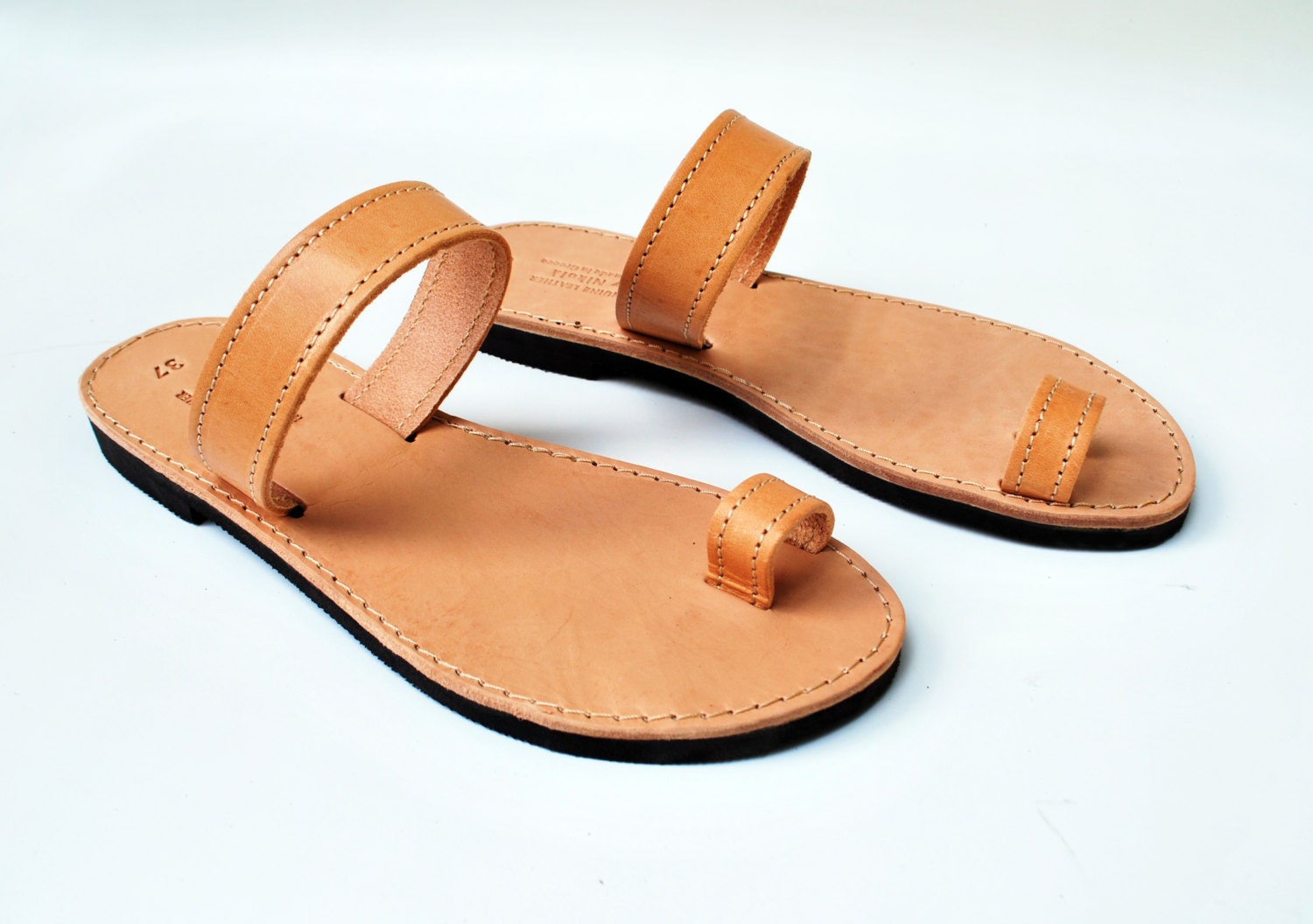 Toe Ring Sandal Barefoot Natural Tan Women Leather Sandals