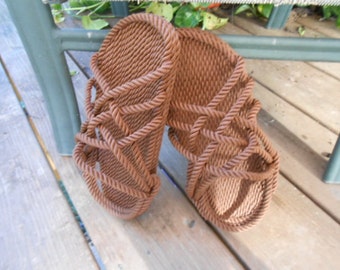 Handmade Utopian Rope Sandals - Siz e 5 beige womans ...