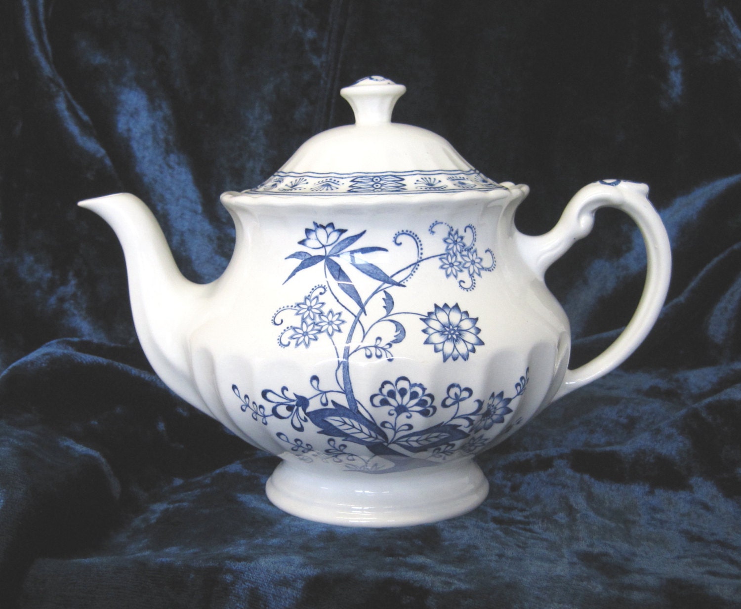 Vintage Teapot J & G Meakin Blue Nordic Hand by TheWhistlingMan