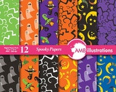 80% OFF Halloween papers, Halloween digital papers, Witches, ghosts scrapbooking papers, commercial use, AMB-475 Il_170x135