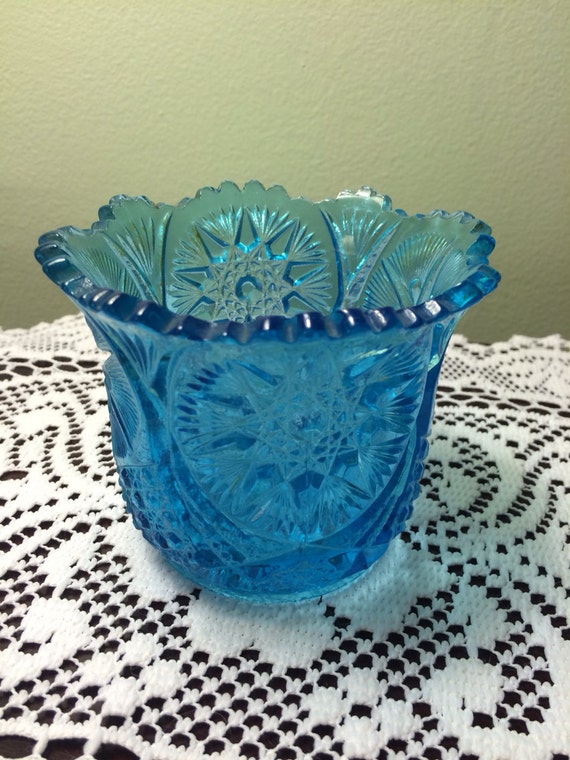 Vintage Wheatonware Blue HandPressed Glass Vase/Votive
