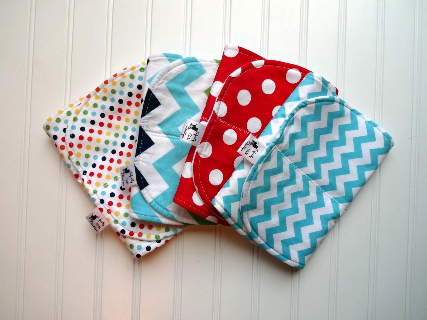Boutique Burp Cloths Baby Burp Rags Riley Blake Rainbow of