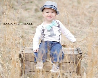 Boys First Birthday Outfit - First Birthday Boy Outfit - Cake Smash Boy - 1st Birthday Outfit Boy - Suspenders Bow Tie - Aqua Blue Bow Tie
