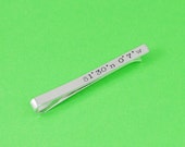 Custom Coordinates Tie Bar - Hand Stamped Groom Gift Il_170x135