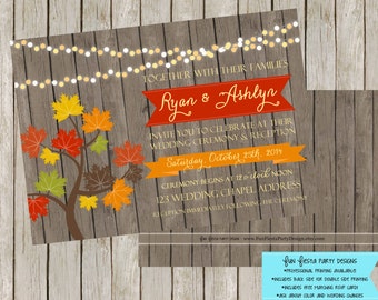 Fall/Rustic Wedding invitation with RSVP card