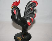 Very Old Black Ceramic Chicken Figure.