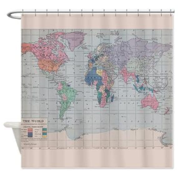 World Map Shower Curtain Kid S Bathroom Fabric Home
