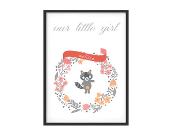Graphic print for kidsroom or nursery, girl
