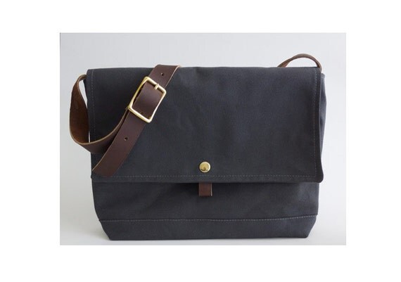 Unisex Field Bag Waxed Canvas Leather Small by ModernCoup