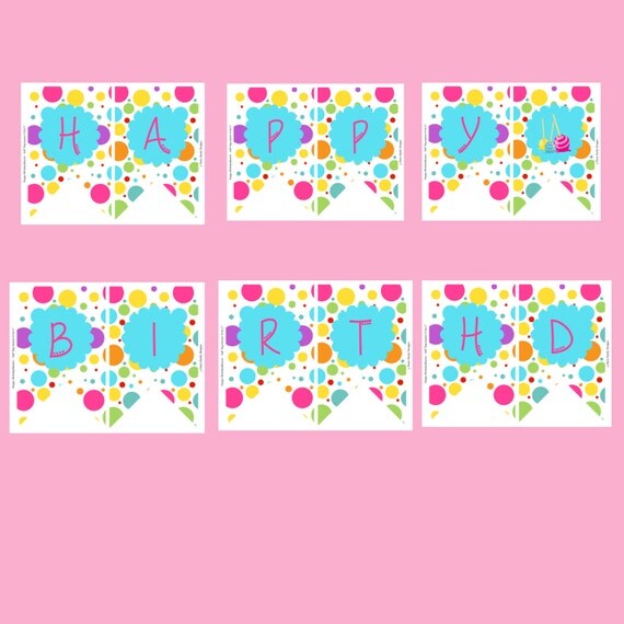 Candyland Happy Birthday Banner Instant Download