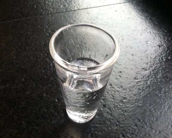 Hand Blown Double Shot Glass crafted in clear glass.