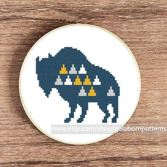 Buffalo PDF counted cross stitch pattern Geometric