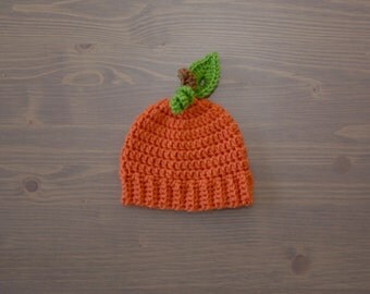Crochet Pumpkin Hat, Crochet Baby Hat, Crocheted Baby Hat, Newborn ...