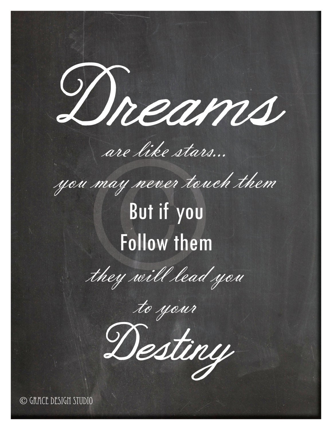 Chalk Art Inspirational Quote Downloadable Print Dreams